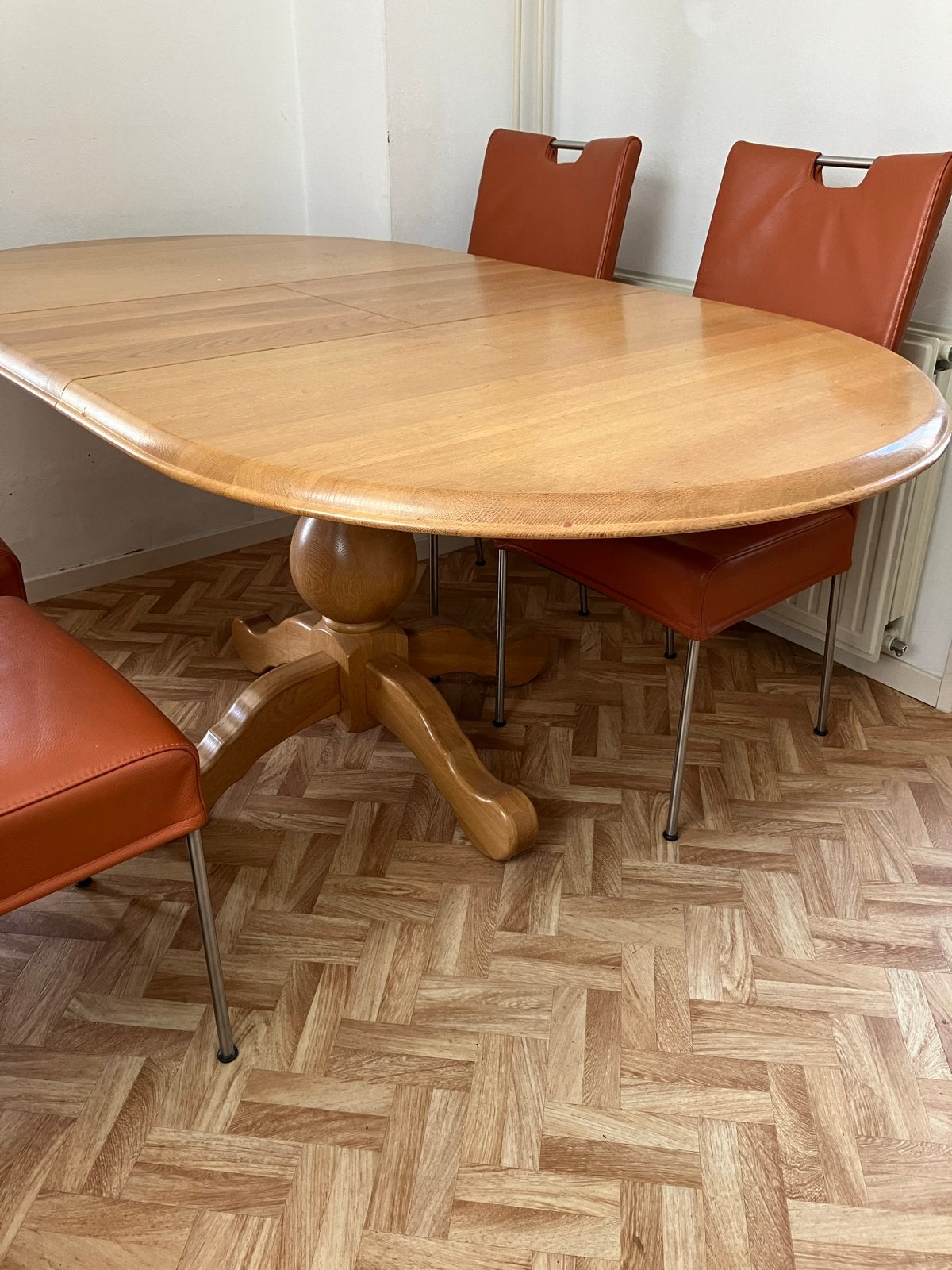 Uitschuifbare eettafel met of zonder 4 stoelen, Huis en Inrichting, Tafels | Eettafels, Gebruikt, Eikenhout, 150 tot 200 cm, Vier personen