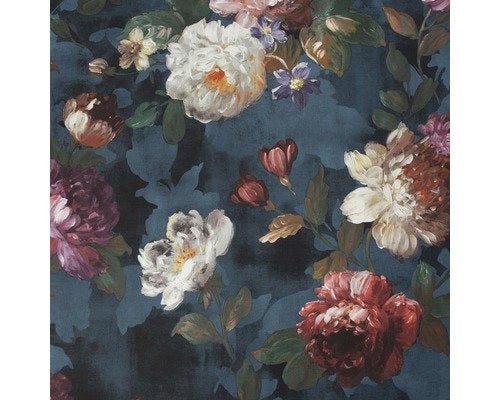 3 rollen bloemenbehang donkerblauw - SuperFresco Easy, Ophalen, Bloemen, Vliesbehang, Minder dan 5 m²