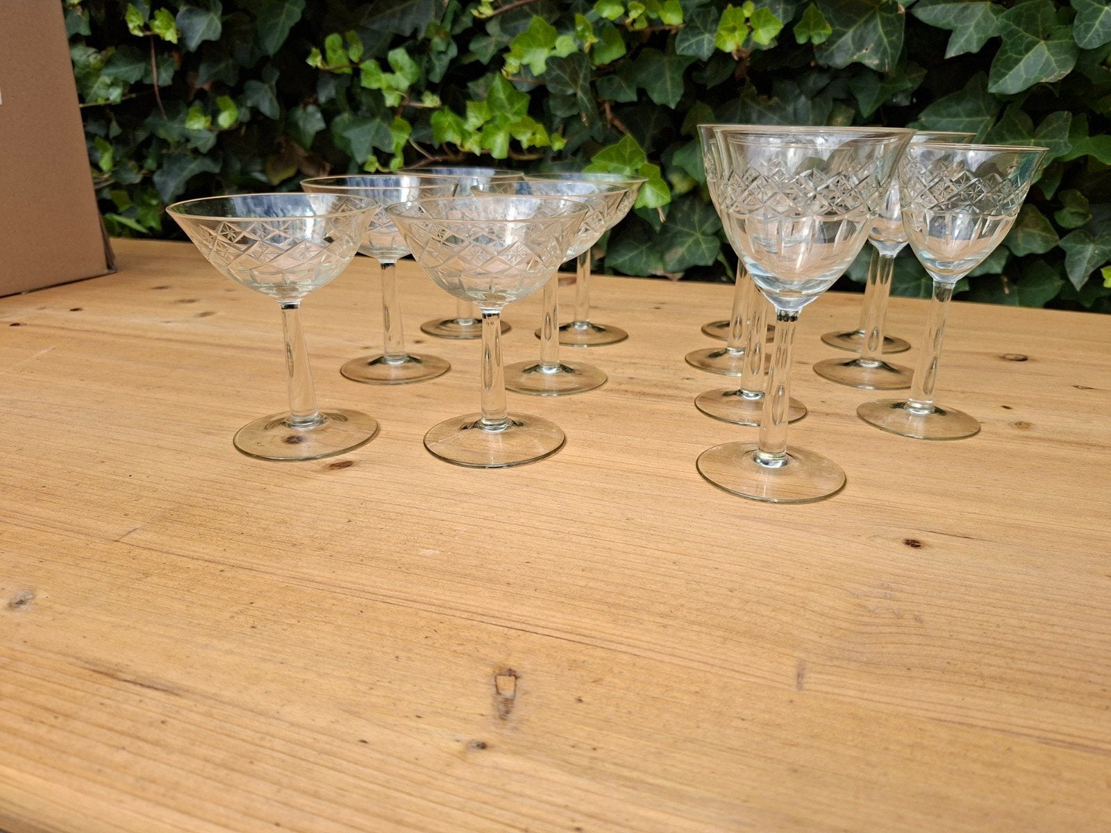 Set van 12 vintage kristallen glazen, Antiek en Kunst, Antiek | Glas en Kristal, Ophalen