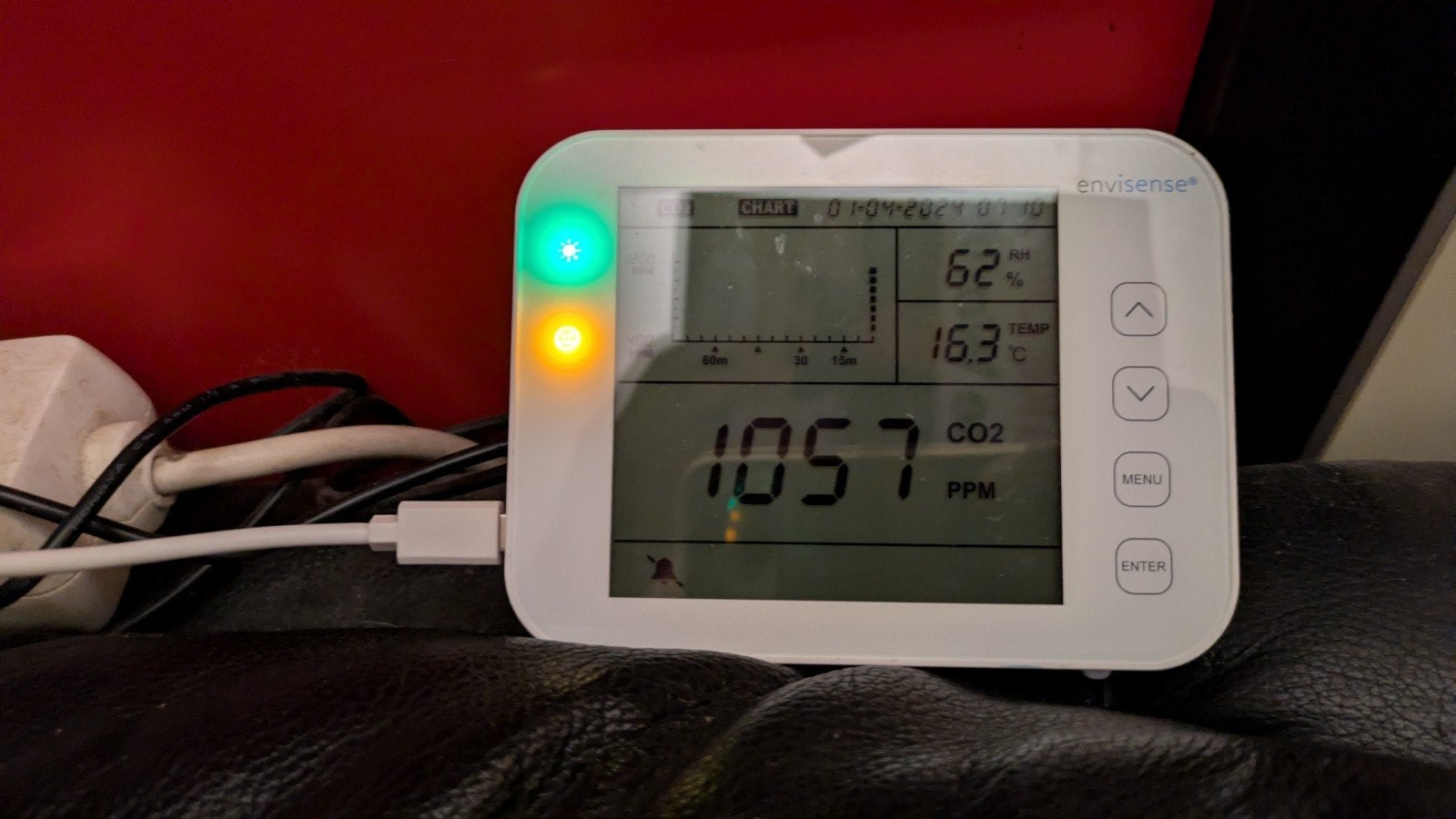 Envisense CO2-meter met temperatuur en luchtvochtigheid, Ophalen of Verzenden, Zo goed als nieuw