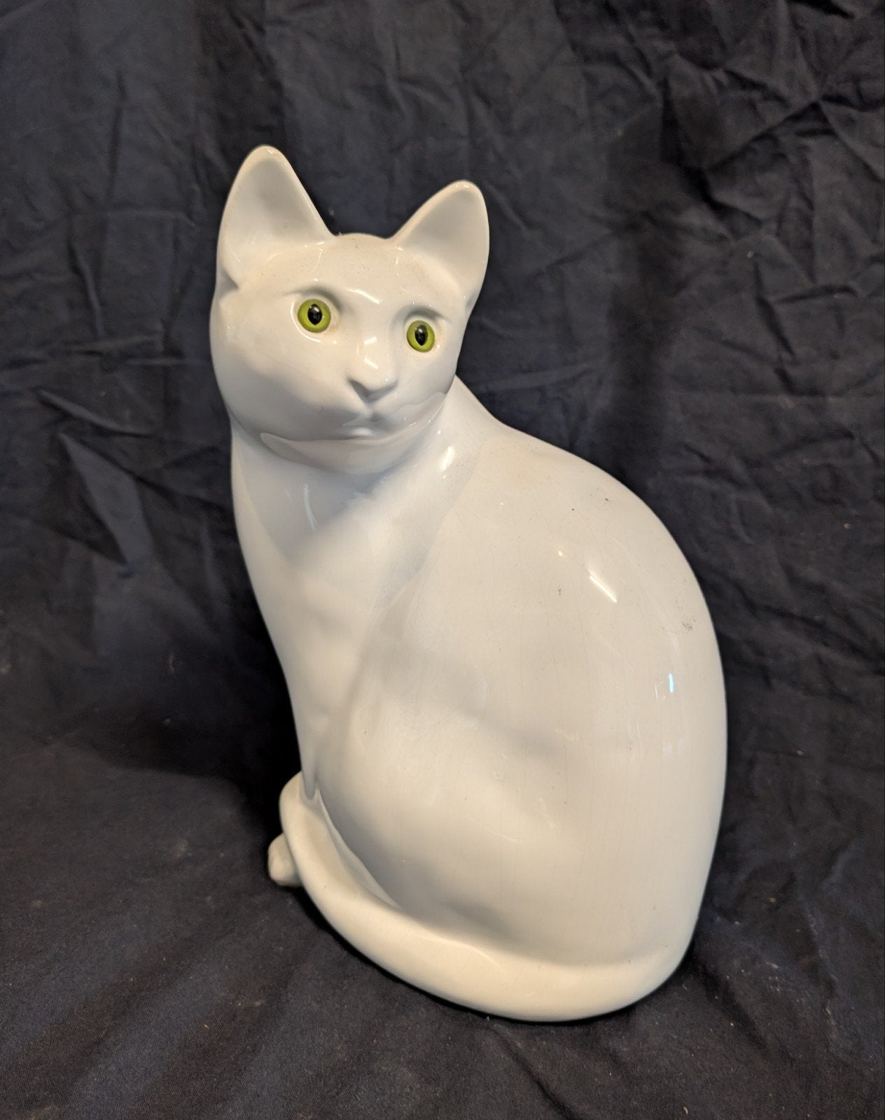 Witte aardewerken beelden van een kat poes, Ophalen of Verzenden, Zo goed als nieuw, Dier