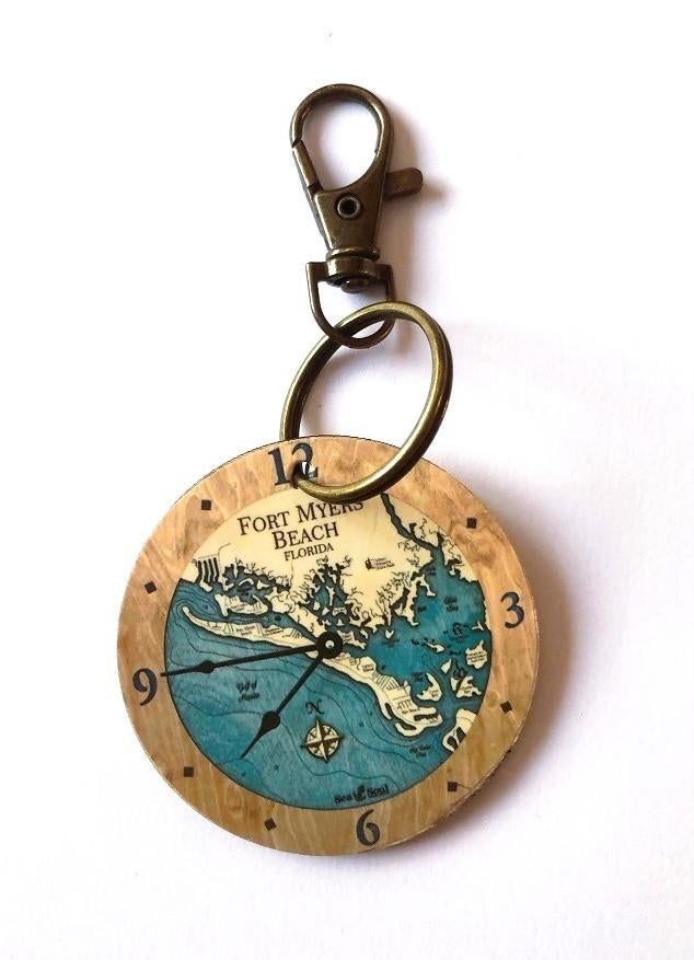 Vintage sleutelhanger klok fort myers beach - metaal brons, Verzenden, Nieuw