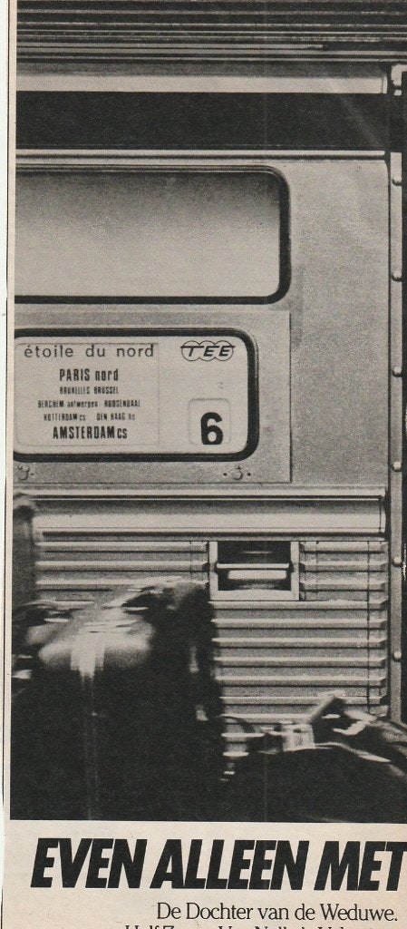 retro reclame 1980 Van Nelle shag TEE trein station, Verzenden, Overige typen