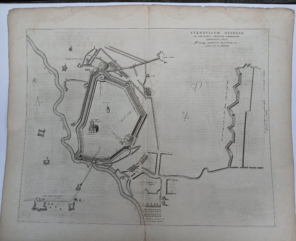 STEENWIJK Stenovicum Obsessa Beleg van Steenwijk Plattegrond, 53 cm, Cartografie, Gravure, 63 cm