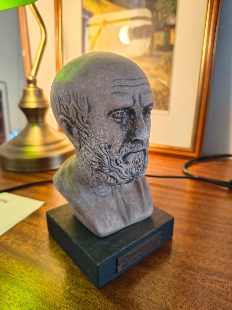 Borstbeeld Hippocrates – Vader van de Geneeskunde – Vintage, Antiek en Kunst, Kunst | Beelden en Houtsnijwerken, Minder dan 20 cm