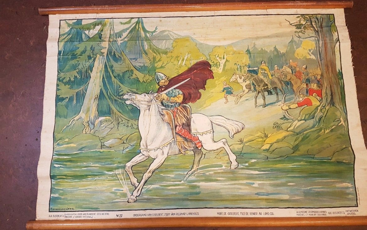 Oude Belgische schoolkaarten - brocante schoolplaat, Ophalen of Verzenden, Aardrijkskunde