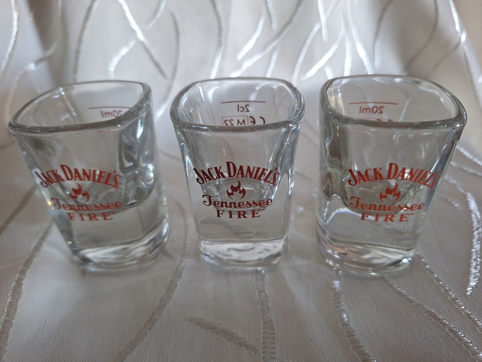 JACK DANIELS Fire glaasjes 3 stuks, Ophalen of Verzenden, Zo goed als nieuw, Borrel- of Shotglas
