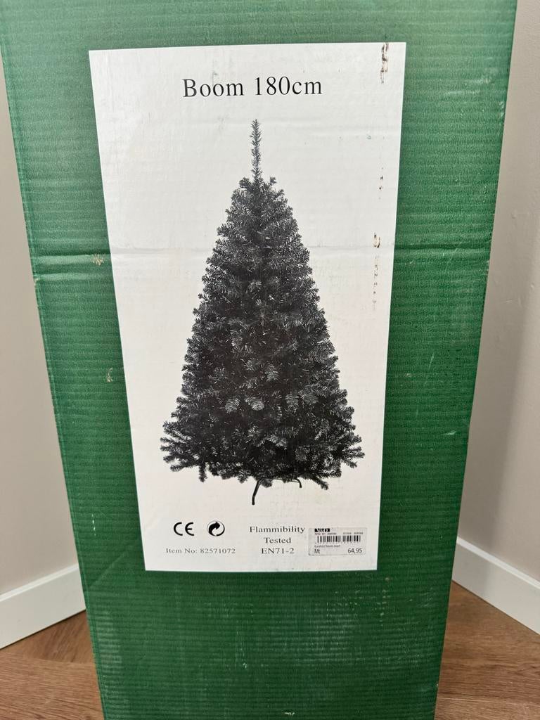 Zwarte kunstkerstboom 180 cm, Diversen, Kerst, Ophalen, Zo goed als nieuw
