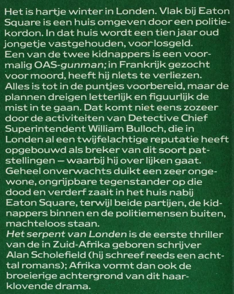 Het serpent van Londen - Alan Scholefield (1979), Verzenden, Gelezen