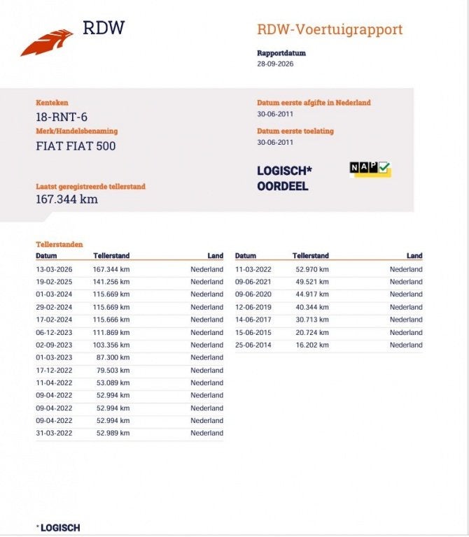 Fiat 500 1.2 Lounge | Pano | Airco | 2026 Nw D-riem | Multif, 21 km/l, Euro 5, Stof, Gebruikt