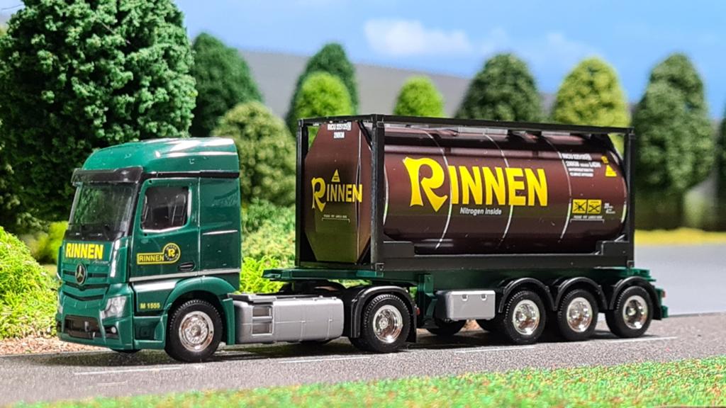 091 Herpa Rinnen Mercedes StreamSpace tankcontainertrailer, Ophalen of Verzenden, Nieuw, Bus of Vrachtwagen, Herpa