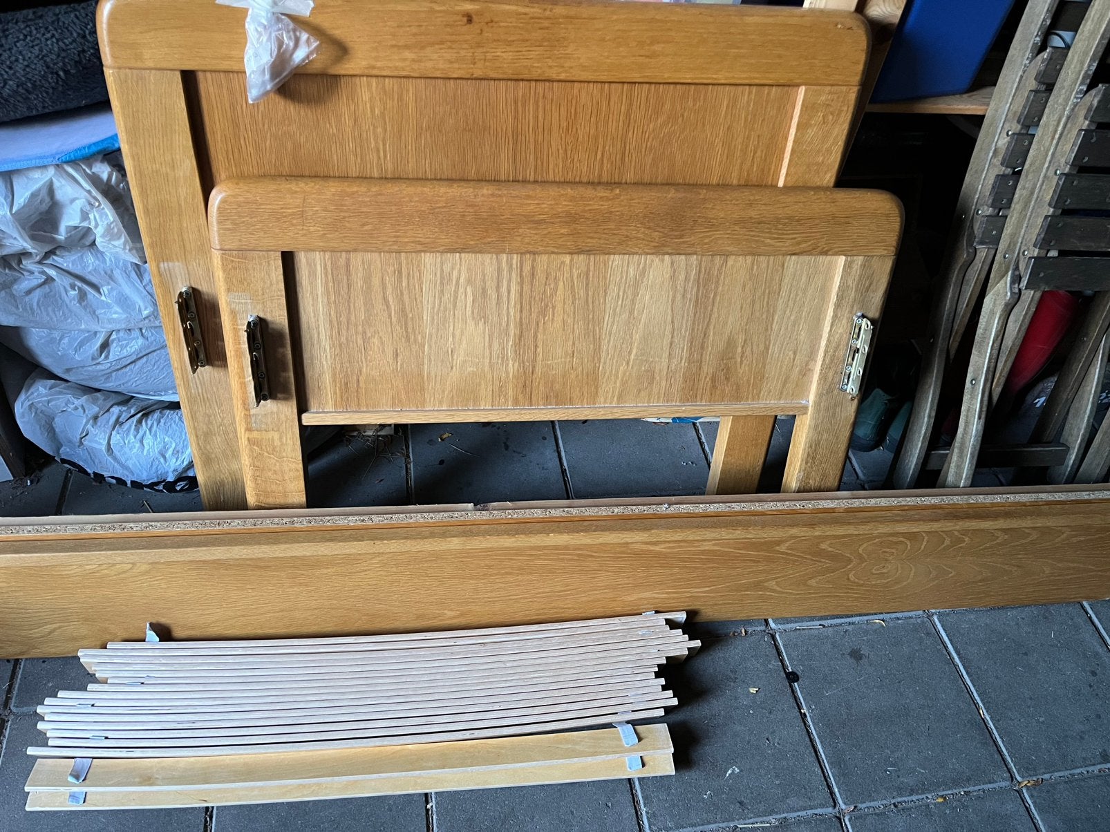 Een persoons Houten bed, Ophalen, Gebruikt, 90 cm, Eenpersoons