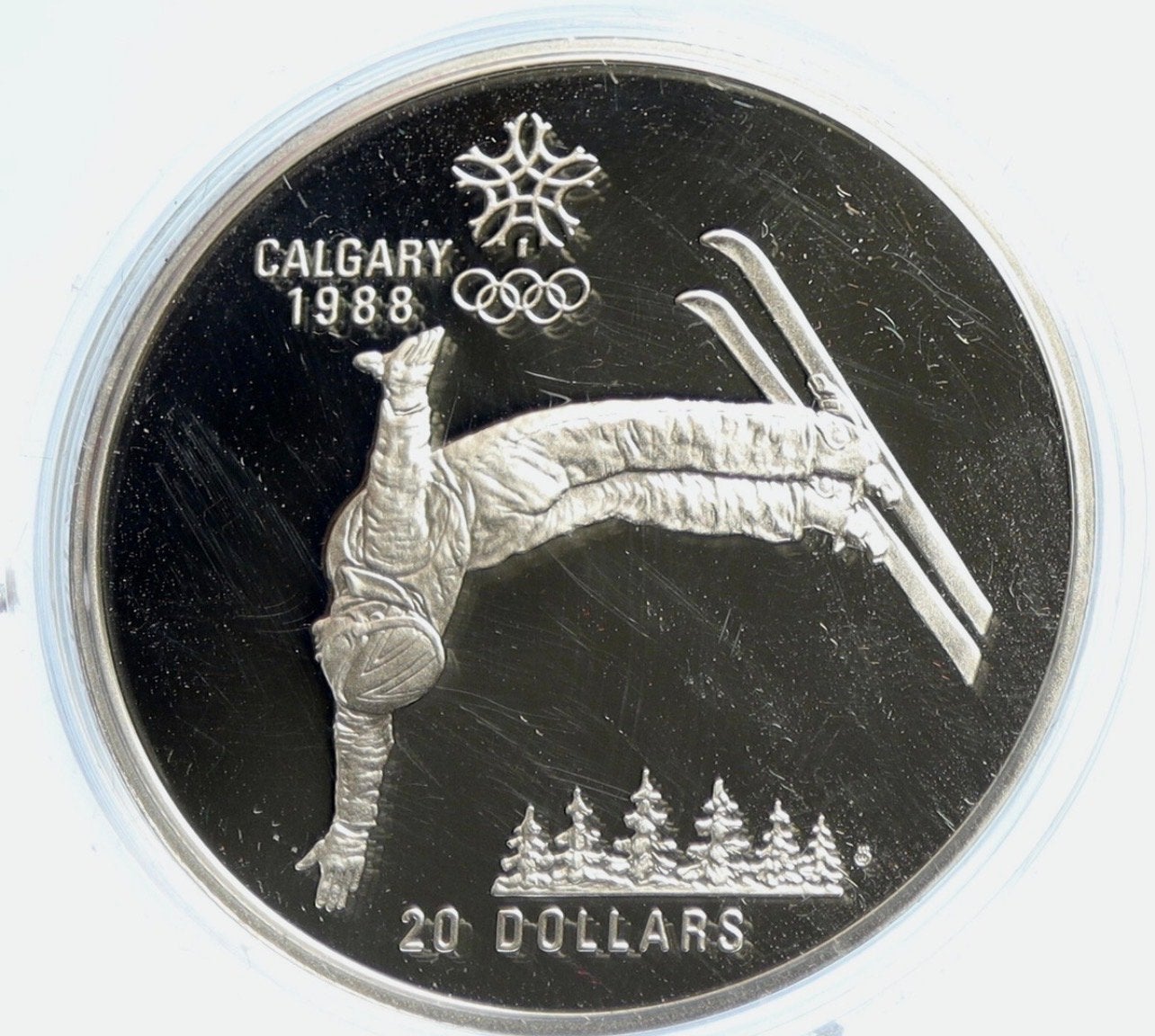 1986 Canada 20 Dollars Calgary Olympische Spelen Vrij Skiën, Postzegels en Munten, Munten | Amerika, Ophalen, Noord-Amerika, Losse munt