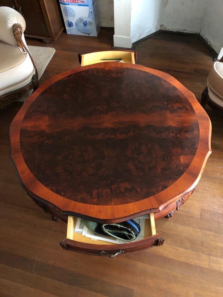 Antieke Salontafel met Lades - Massief Hout, Antiek en Kunst, Ophalen of Verzenden