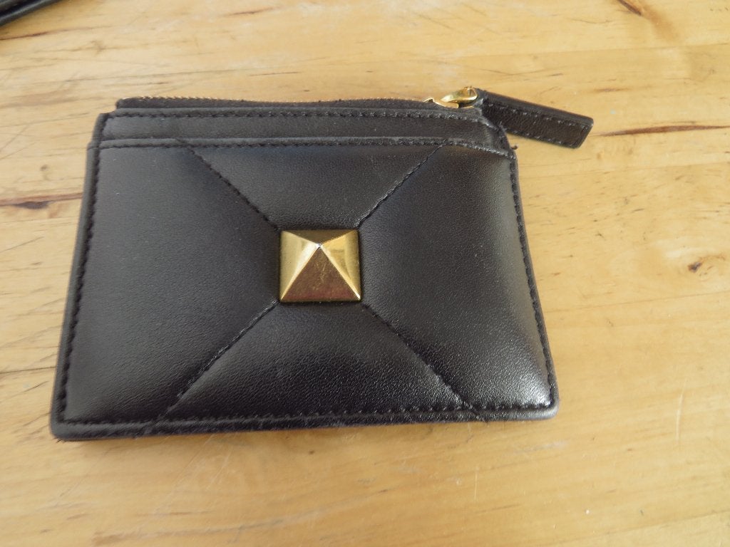 zwarte Valentino Garavani Roman stud quiltes leren coin card, Overige merken, Gebruikt, Zwart, Ophalen of Verzenden