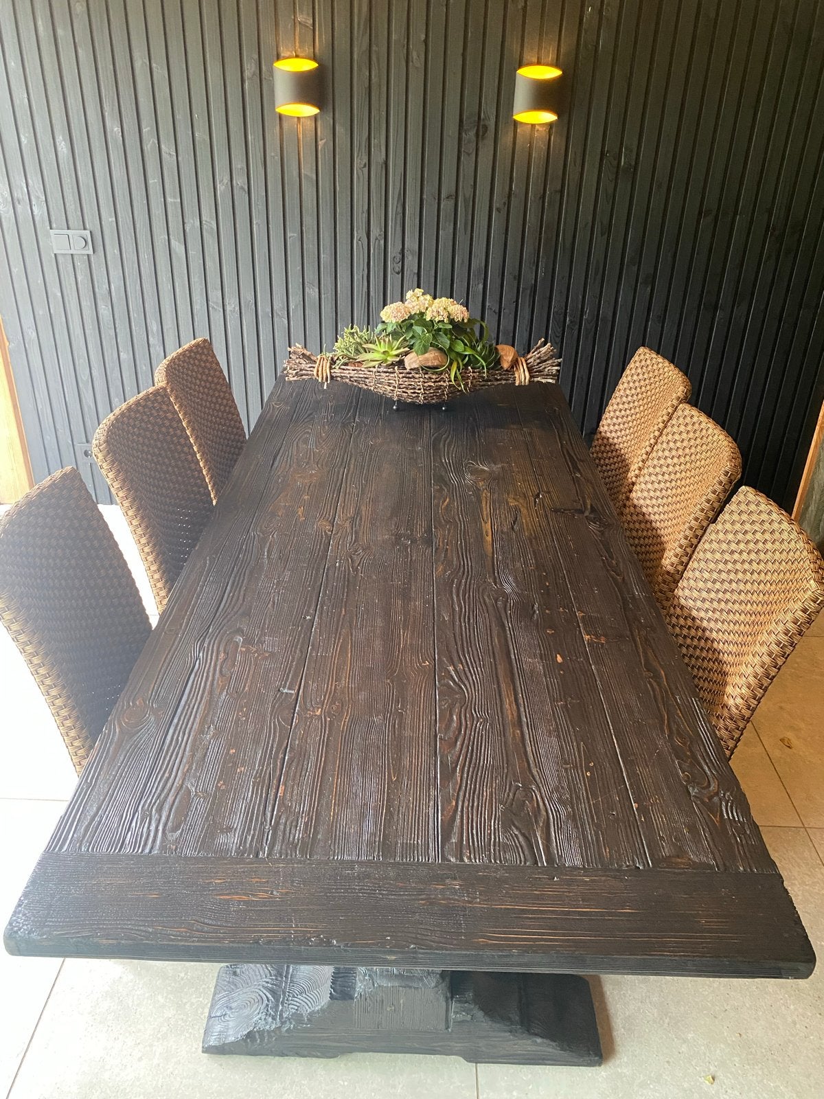 Zwarte kloostertafel, Huis en Inrichting, Tafels | Eettafels, Gebruikt, 100 tot 150 cm, 150 tot 200 cm, Vier personen, Rechthoekig