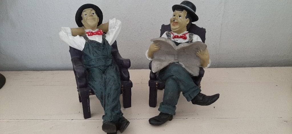 Beeldjes van Laurel and Hardy, Verzamelen, Beelden en Beeldjes, Ophalen of Verzenden, Gebruikt, Mens
