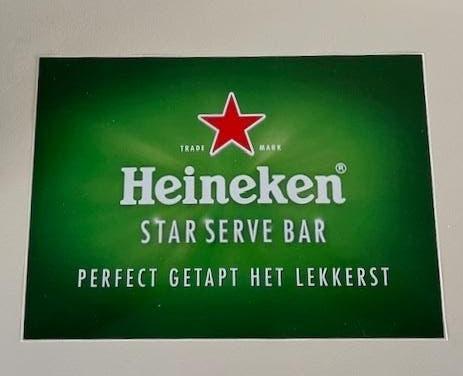 Heineken sticker star serve bar 29,5 x 21 cm, Verzenden, Nieuw, Reclamebord