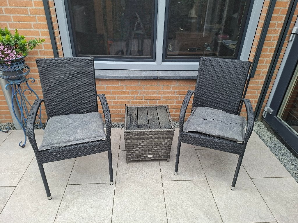 Tuinmeubel set wicker kleur antraciet grijs., Gebruikt, Bijzettafel, Wicker, Tuinset