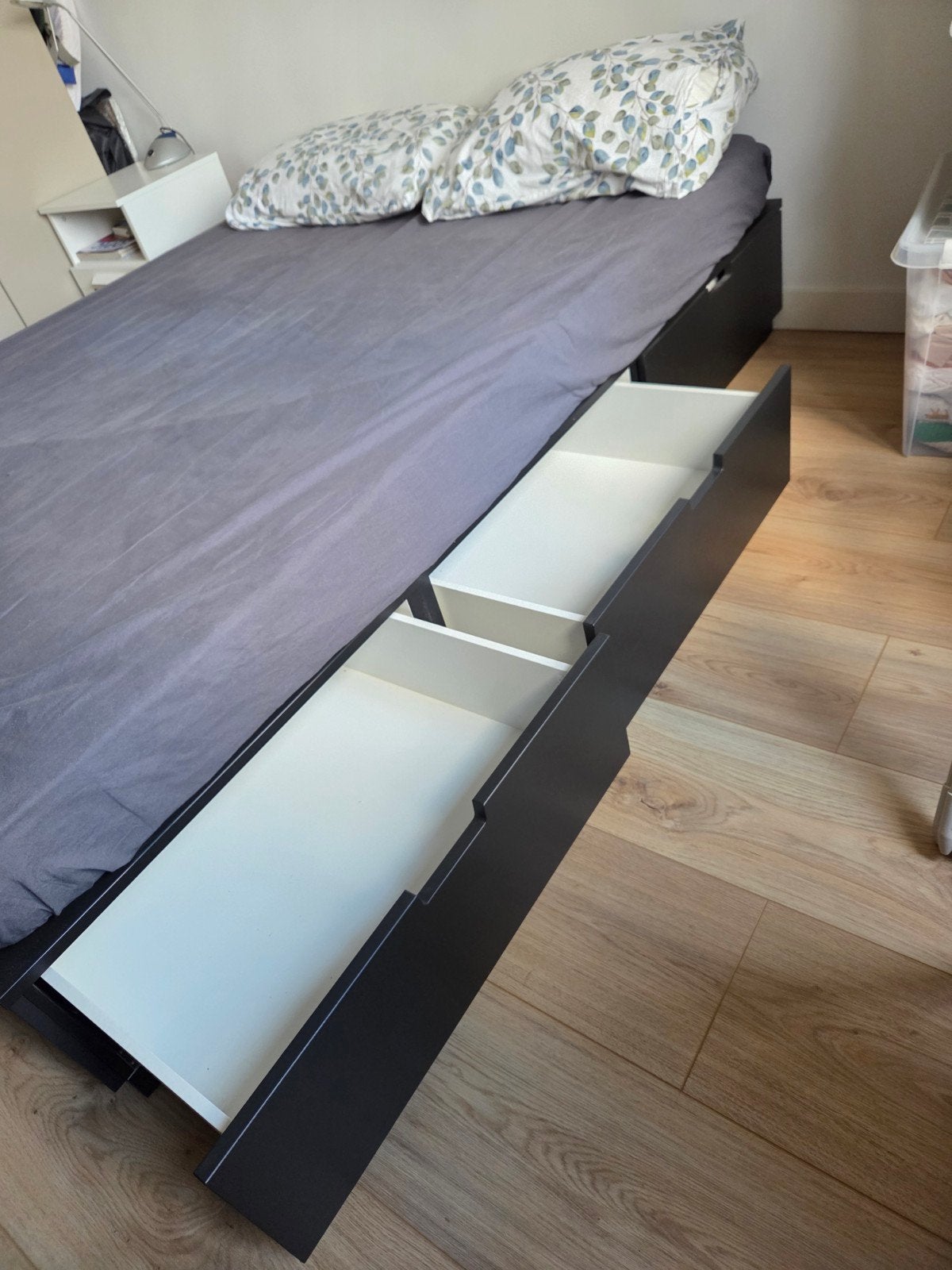 IKEA NORDLI Bed 140x200 met opberglades, Ophalen, Zwart, Tweepersoons, 140 cm