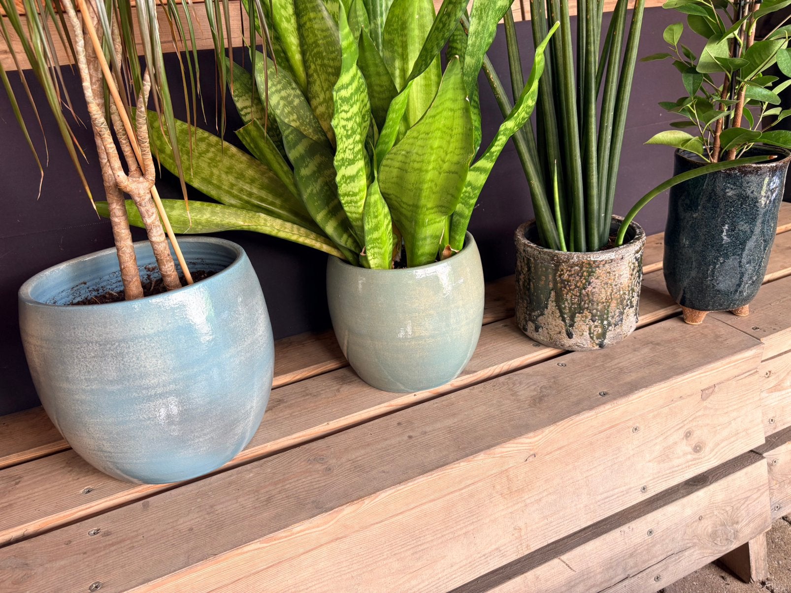 4 plantenpotten excl plant, Ophalen, Rond, Zo goed als nieuw, Aardewerk