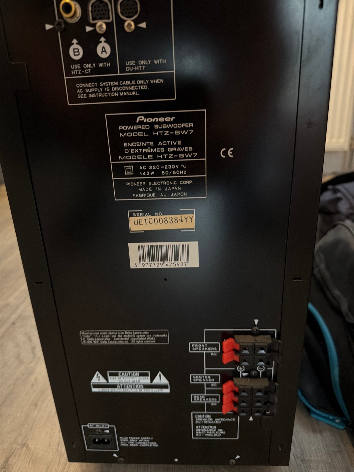 Pioneer HTZ-SW7 Powered Subwoofer - Krachtige Bass