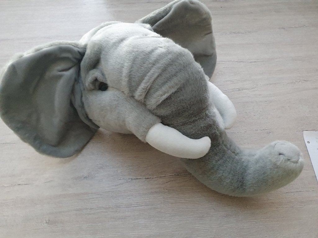 pluche olifantenkop, Ophalen of Verzenden, Zo goed als nieuw, Wanddecoratie, Ophangbaar