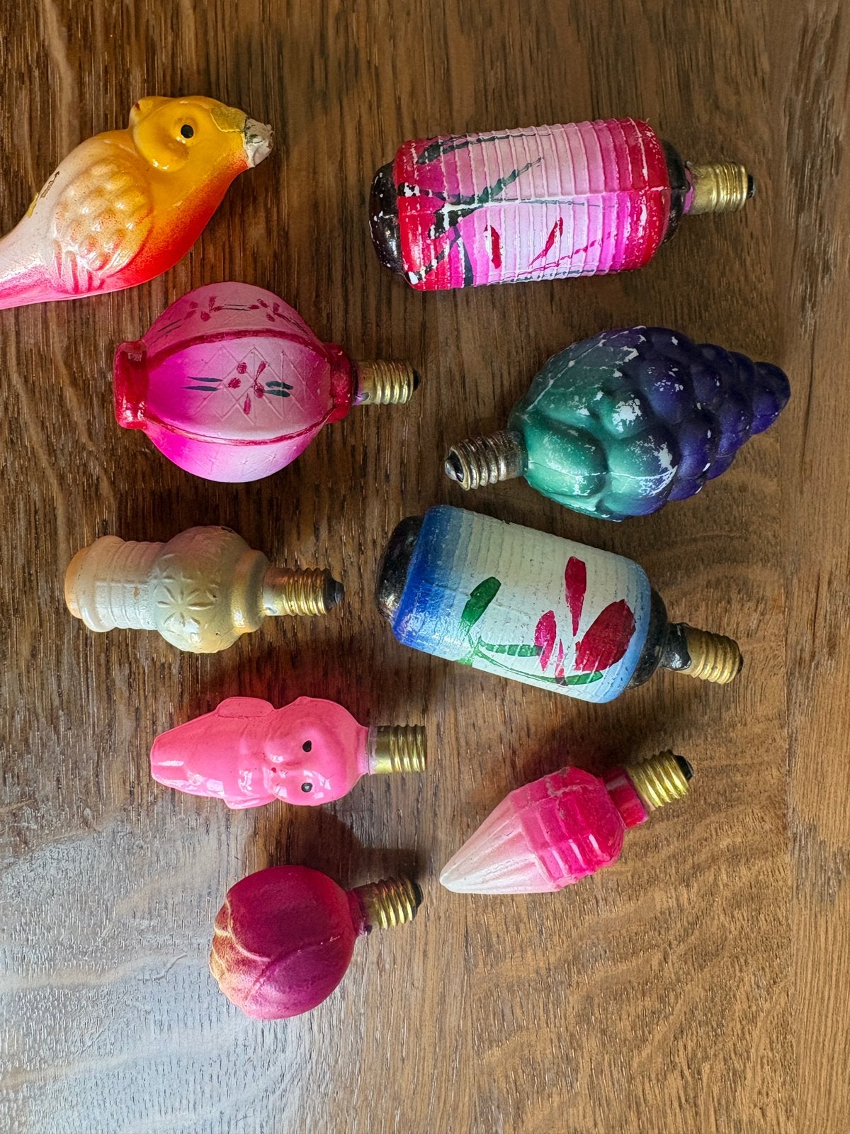 9 oude kerstlampjes lampionen, Diversen, Kerst, Ophalen of Verzenden, Gebruikt