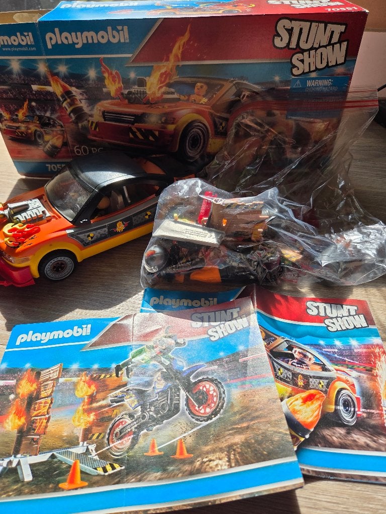 Playmobil stuntauto, Ophalen, Complete set, Voertuig, Zo goed als nieuw