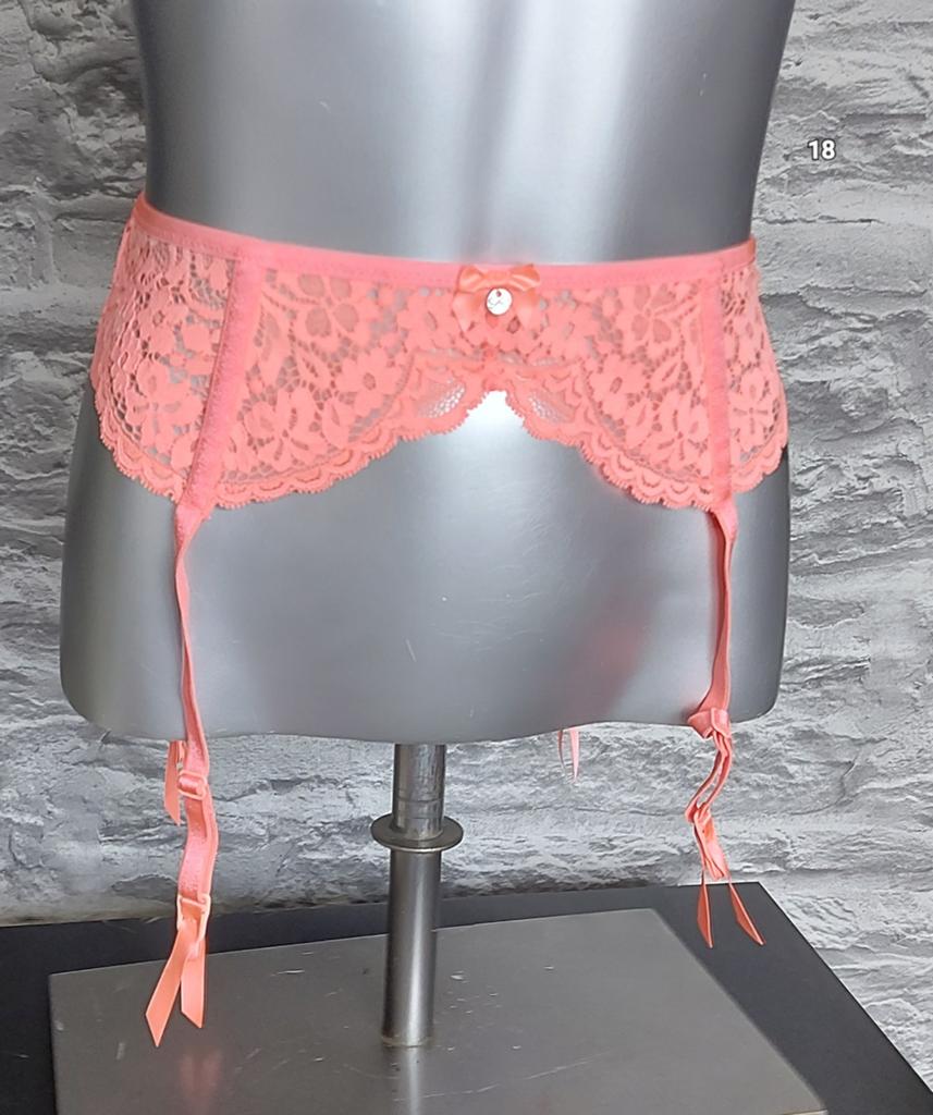 Sexy koraalroze kanten jarretelgordel S, Kleding | Dames, Ondergoed en Lingerie, Ophalen of Verzenden, Roze, Overige typen
