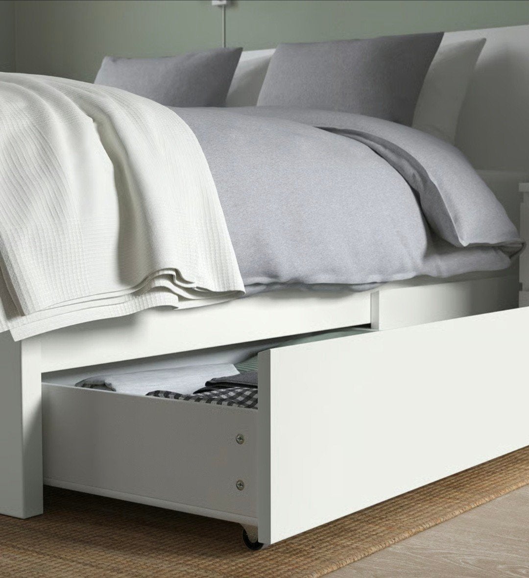 2 witte IKEA Malm bedlades, Ophalen of Verzenden, Gebruikt, Wit, Hout