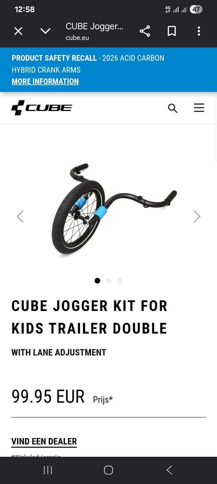Cube fietskar hardloopset, Fietsen en Brommers, Ophalen of Verzenden, Kinderkar