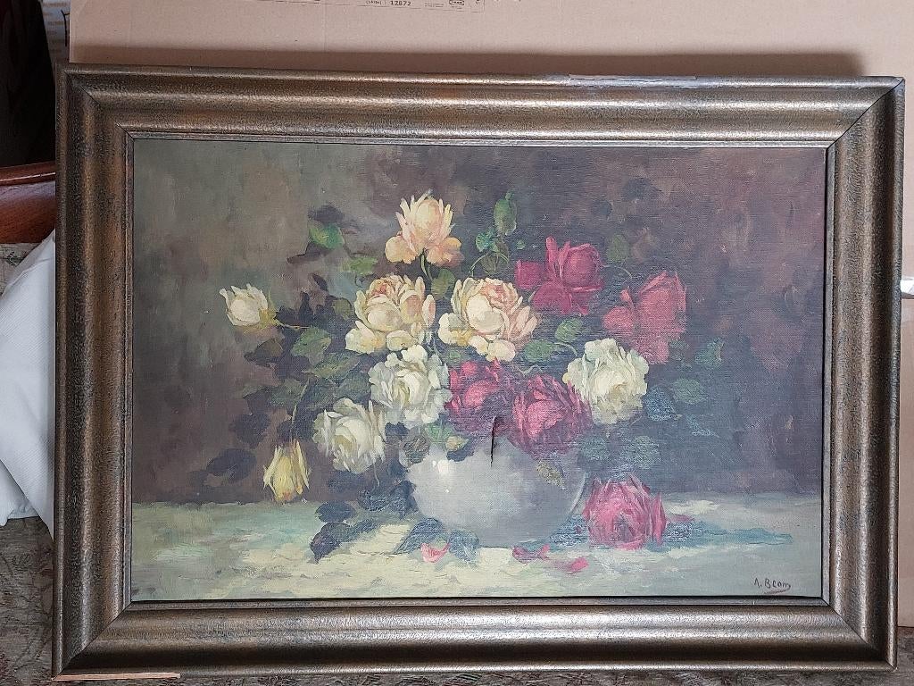 Schilderij met rozen van A. Blom, Ophalen