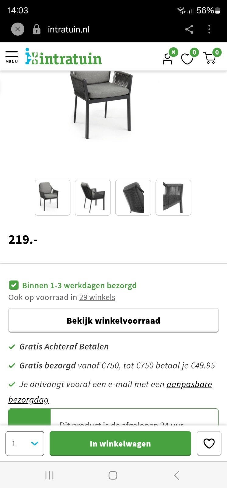 2 nieuwe tuinstoelen met kussens, Ophalen of Verzenden, Nieuw, Aluminium