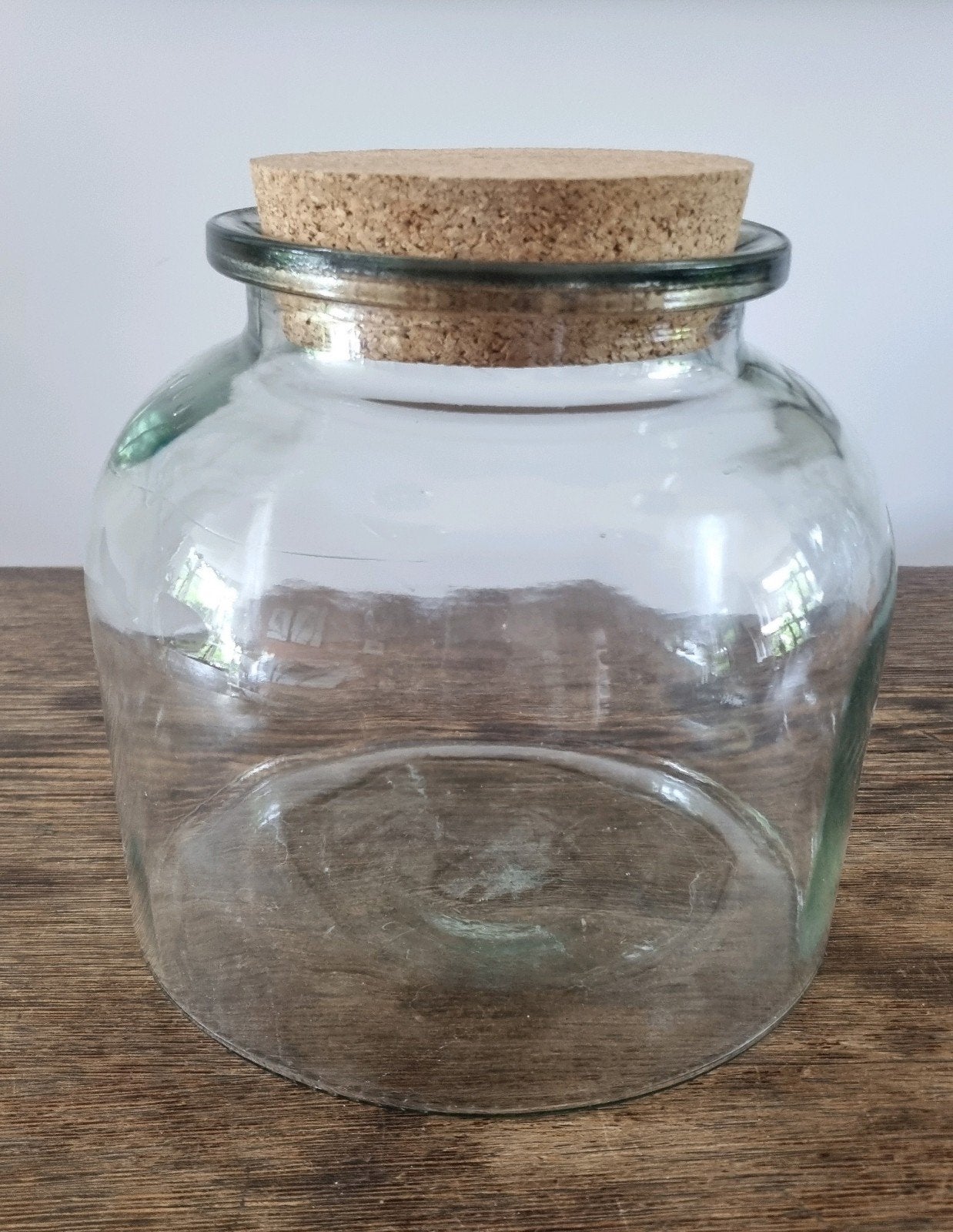 Glazen fles / vaas met dop van kurk, Ophalen, Overige kleuren, Glas, Minder dan 50 cm