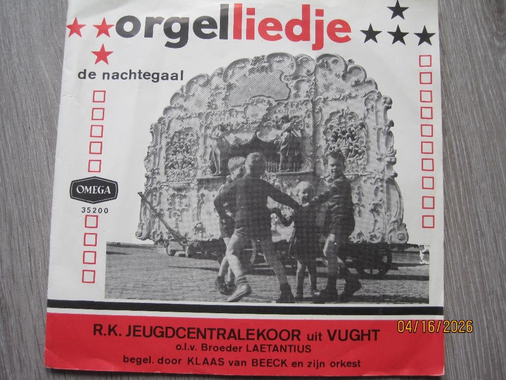 R.K.Jeugdcentralekoor Vught   -  Orgelliedje, Cd's en Dvd's, Fotohoes, Voor 1960, 7 inch, Single