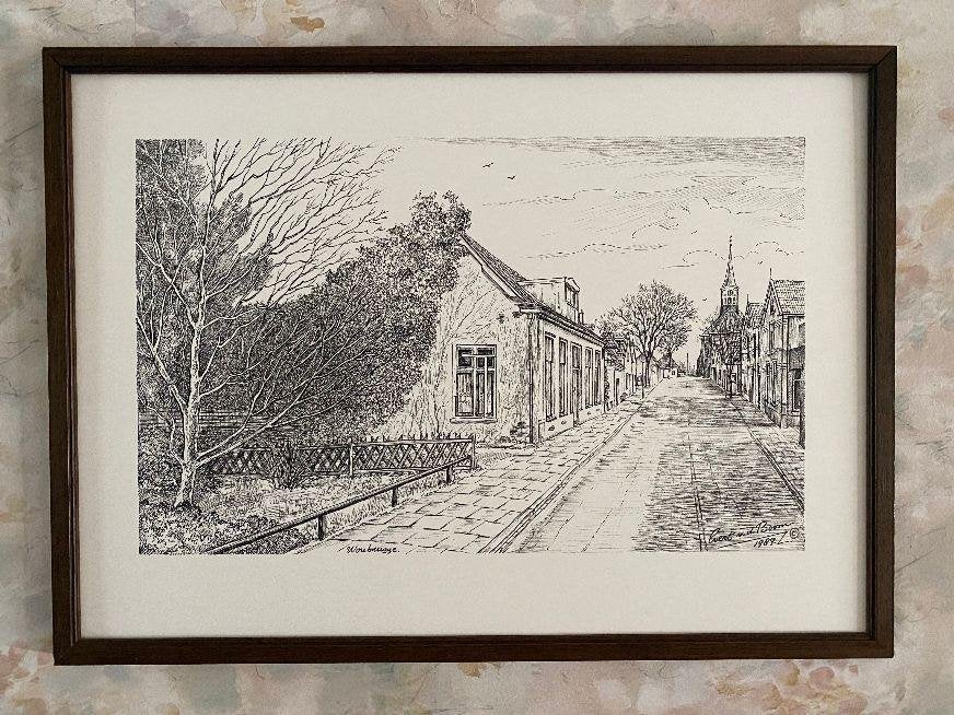 Pentekening ,  Woubrugge  .  1989, Ophalen of Verzenden, Tekening, Pentekening