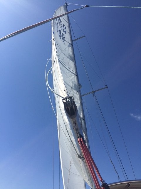 Grootzeil en HA fok, Watersport en Boten, 30 tot 60 m², 6 meter of meer, Gebruikt, Grootzeil