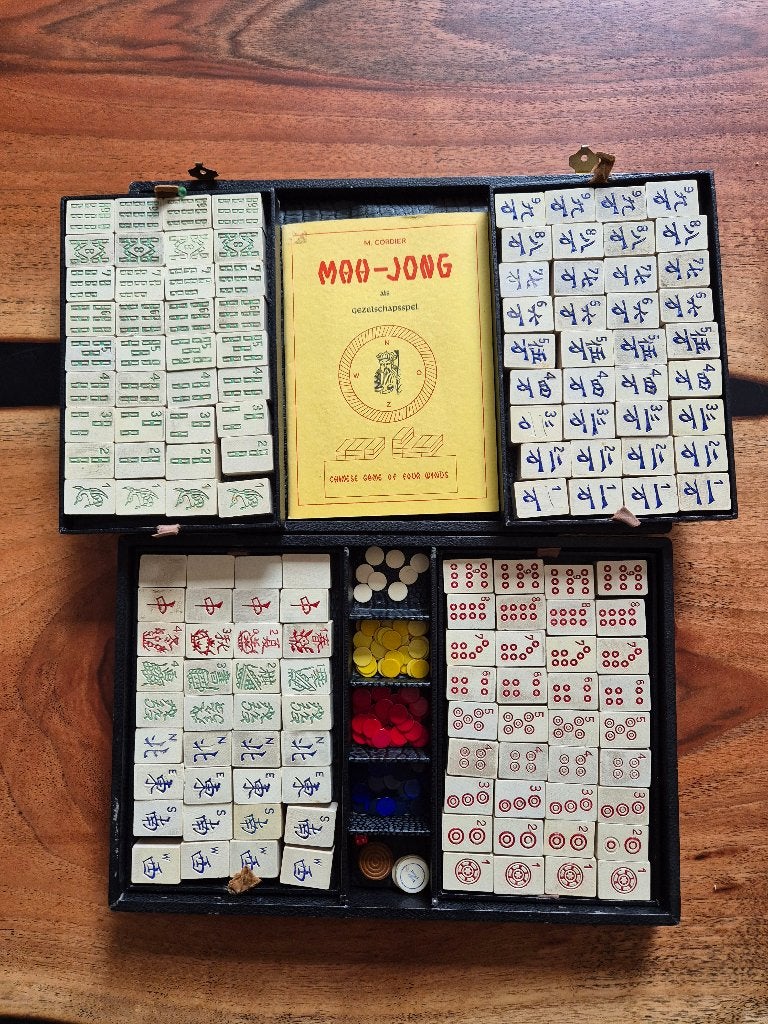 Mah Jongg Golconda Vintage Spel, 144 Houten Tegels, Gebruikt, Ophalen of Verzenden, Een of twee spelers, Reisspel