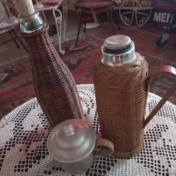 Boho Landelijke Bamboe Thermosfles, Veldfles, koffie filter, Ophalen of Verzenden