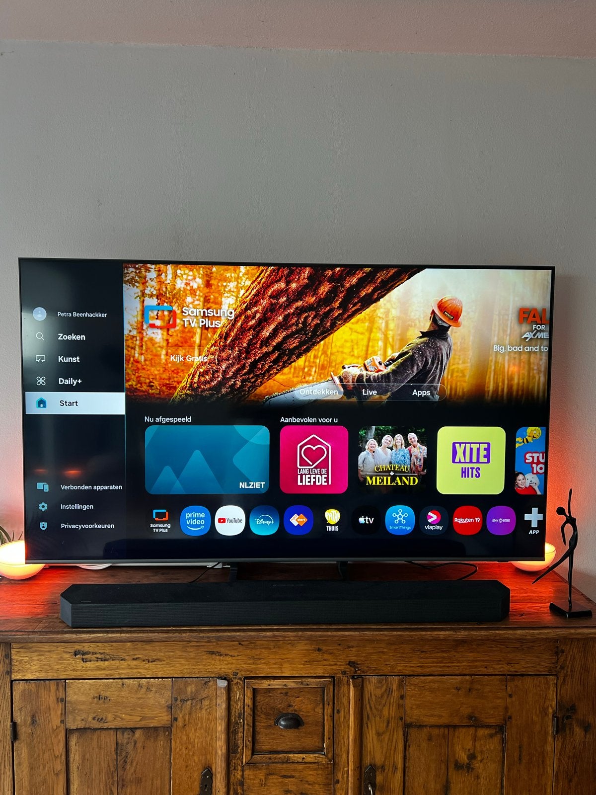 Samsung 65" QLED TV met Soundbar - 2 jaar oud, complete set, Audio, Tv en Foto, Ophalen, QLED, Zo goed als nieuw, Samsung