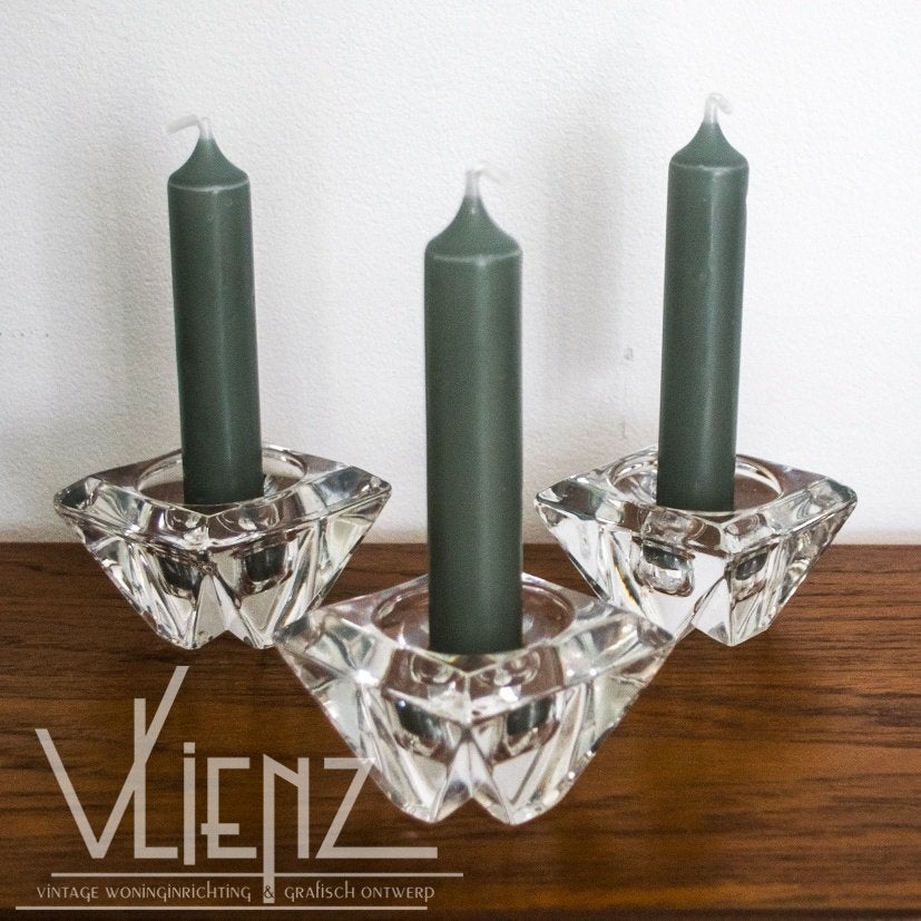 Vintage glazen kristal kandelaars Crystal Maastricht Holland, Ophalen of Verzenden
