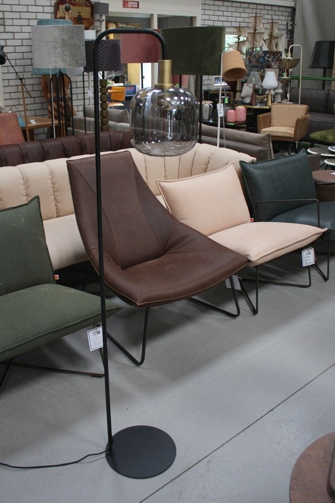 Vloerlamp + tafellamp LEKAR brons smoke glas Light & Living, Huis en Inrichting, Ophalen, E27 (groot), Zo goed als nieuw, Glas