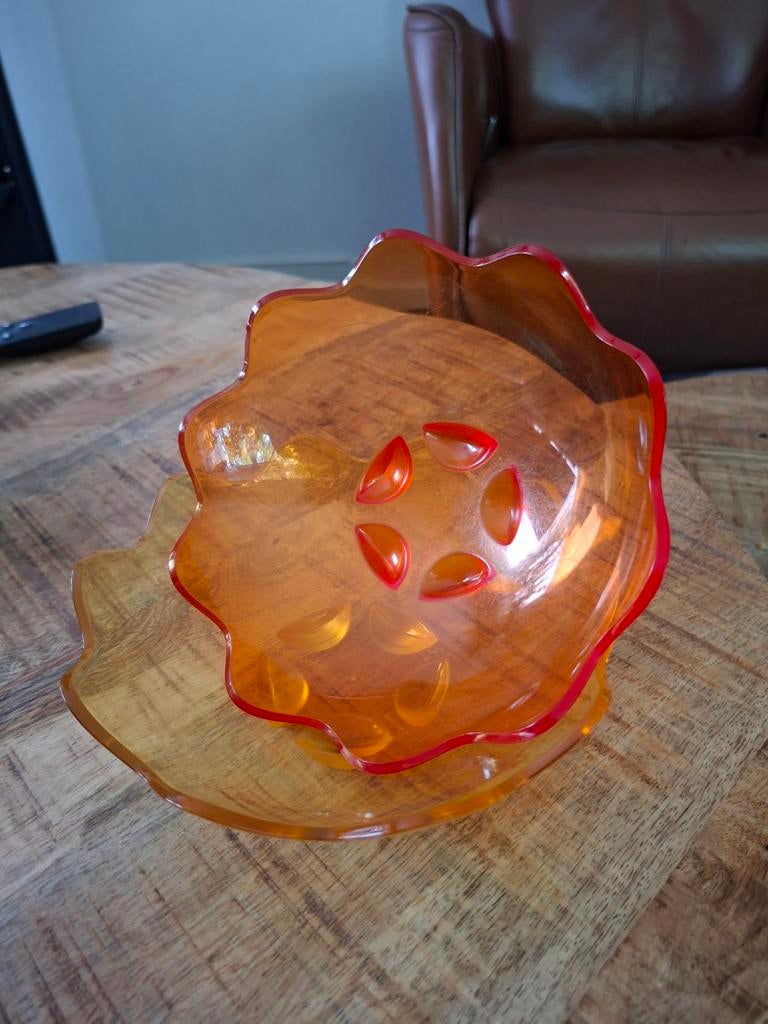 Decoratieve schaal - Oranje kunststof, Ophalen of Verzenden