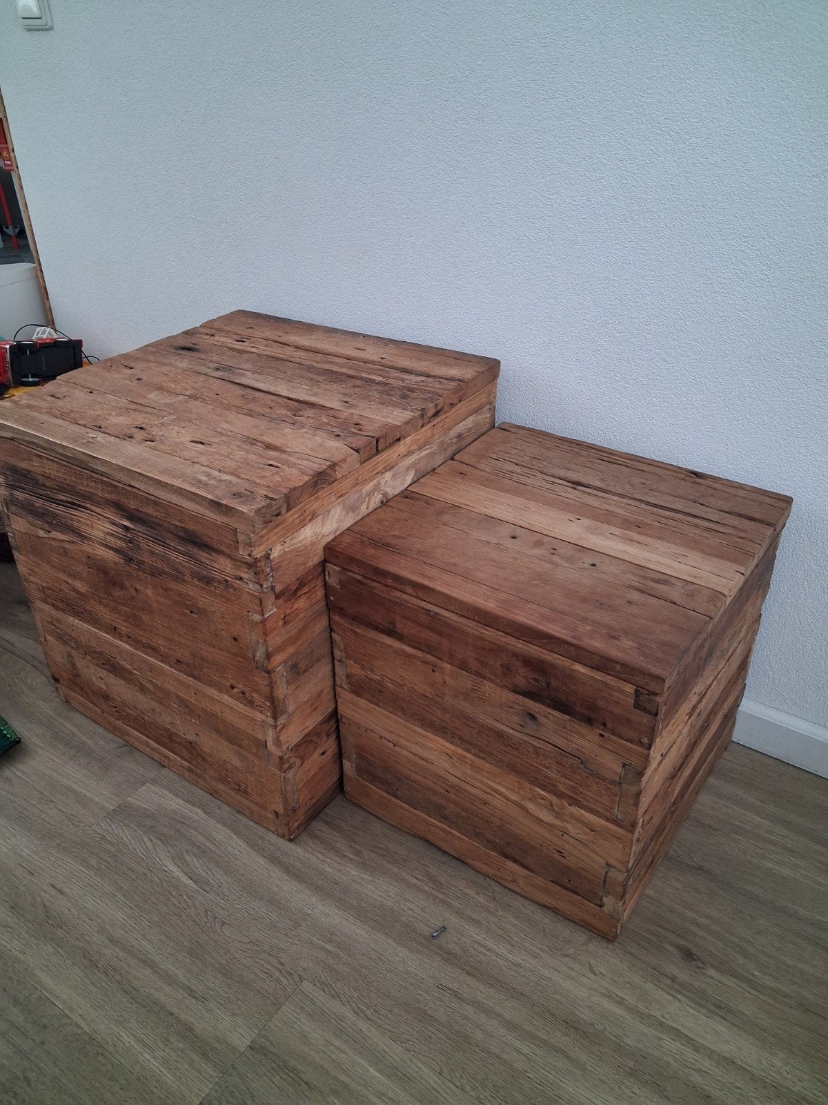 opberg kisten / salon tafels 2 stuks TRENDHOPPER, Gebruikt, Vierkant, 55 tot 75 cm, Hout
