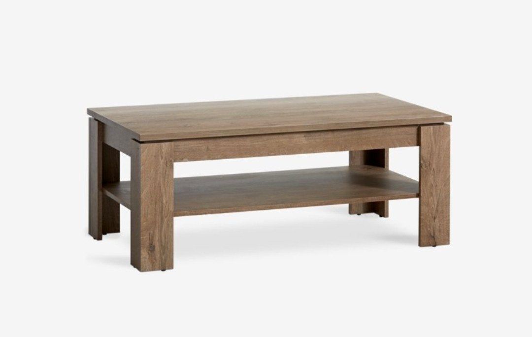Salontafel Wild Donker Eiken Houtlook met Onderblad, Huis en Inrichting, Tafels | Salontafels, 100 tot 150 cm, Nieuw, Overige houtsoorten