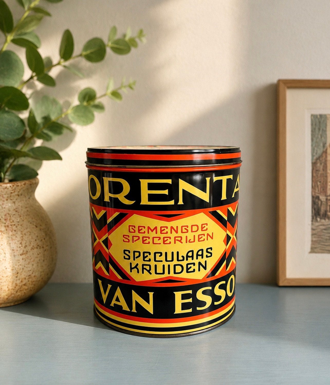 Vintage blik Van Esso speculaaskruiden – decoratief, Ophalen of Verzenden, Gebruikt, Overige