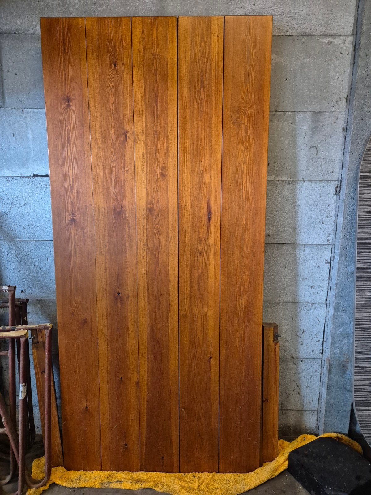 Grenen tafelblad 220x101cm met grenen poten, Ophalen, Gebruikt, 100 tot 150 cm, 200 cm of meer