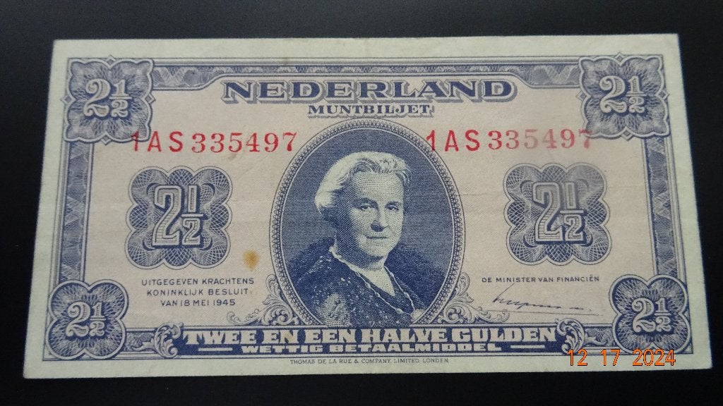 2.50 Gld 1945 Wilhelmina, Ophalen of Verzenden, 2½ gulden, Los biljet
