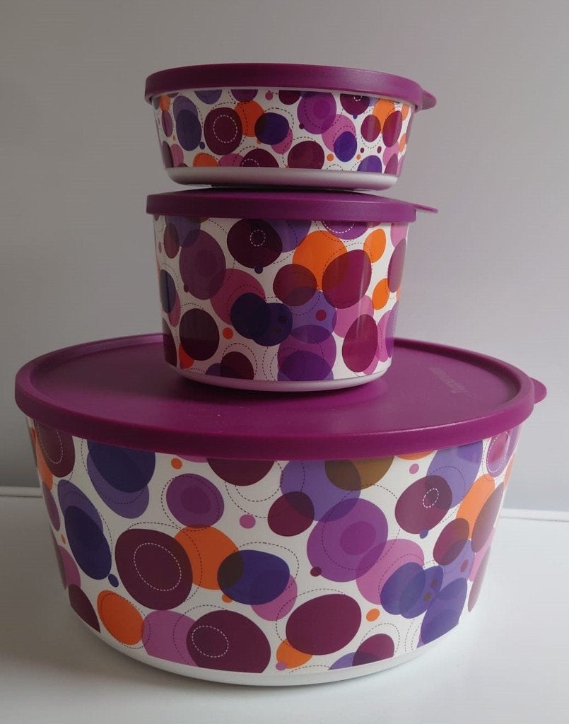 Tupperware Ilumina kommen 350ML, 800ML & 4,3L Multicolor, Ophalen of Verzenden, Zo goed als nieuw, Bak of Kom, Paars